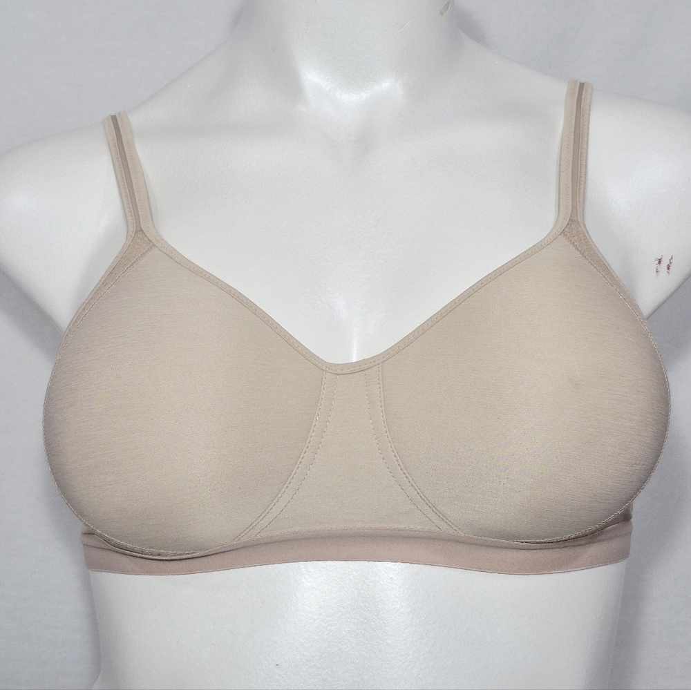 LARGE Hanes HCX3 HBG7 G507 X-Temp Foam Wireless Wire Free Sports Bra‎ Beige